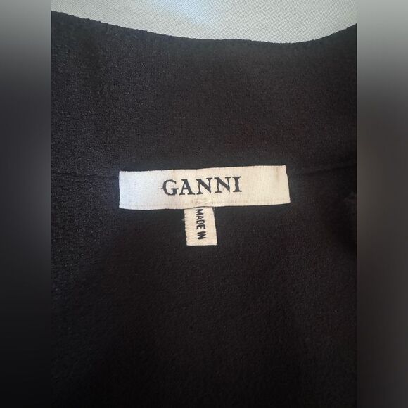Ganni half button up black blouse with hidden buttons size M - Picture 3 of 12